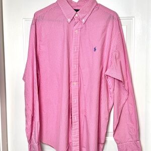 Ralph Lauren Men's Long Sleeve Checked with Blue Pony, Size XL, EUC